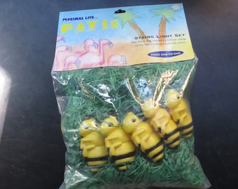 Vintage 1996 Sue Scott Primal Lite Patio Bee Bees Strand of 10 Lights