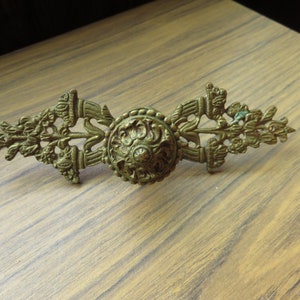 Antique Brass Very Ornate Large Drawer Pull 6 1/2&quot; wide
