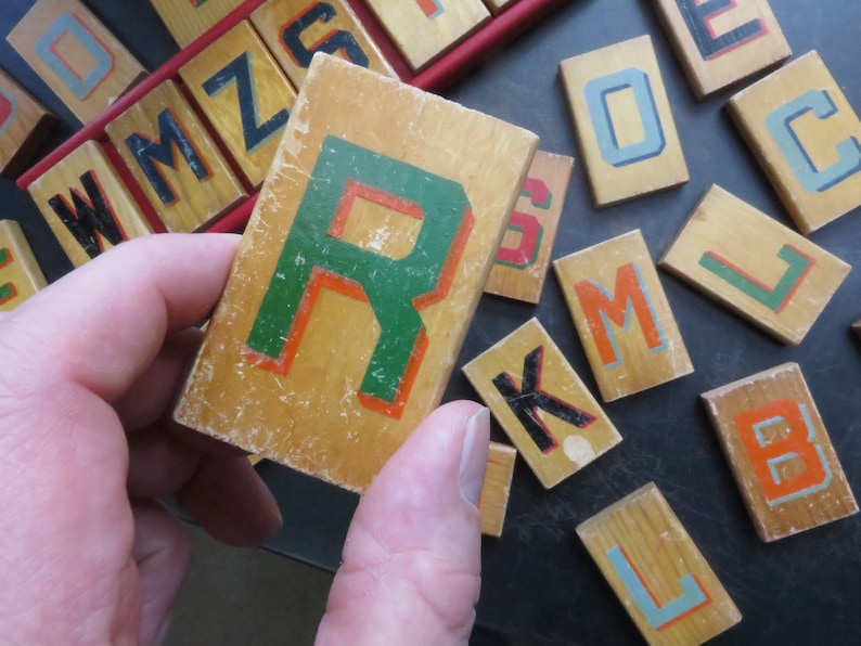 Vintage Lot of 24 Wooden Wood Letters With Holder Repurpose or Crafts ...