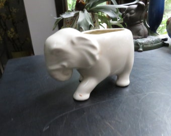 Vintage White Elephant Flower Pot Planter