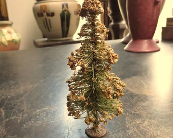 Vintage 4" Germany Bottle Brush Christmas Tree w/ Metal Base