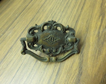 Antique Victorian Metal Very Ornate   Drawer Pull