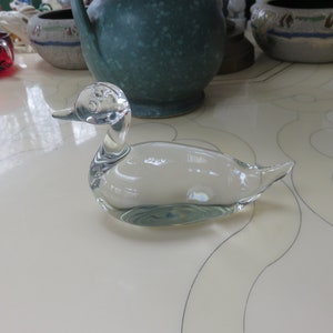 Vintage David C Beaubien DCB 1985 Art Glass Duck Paperweight Figure