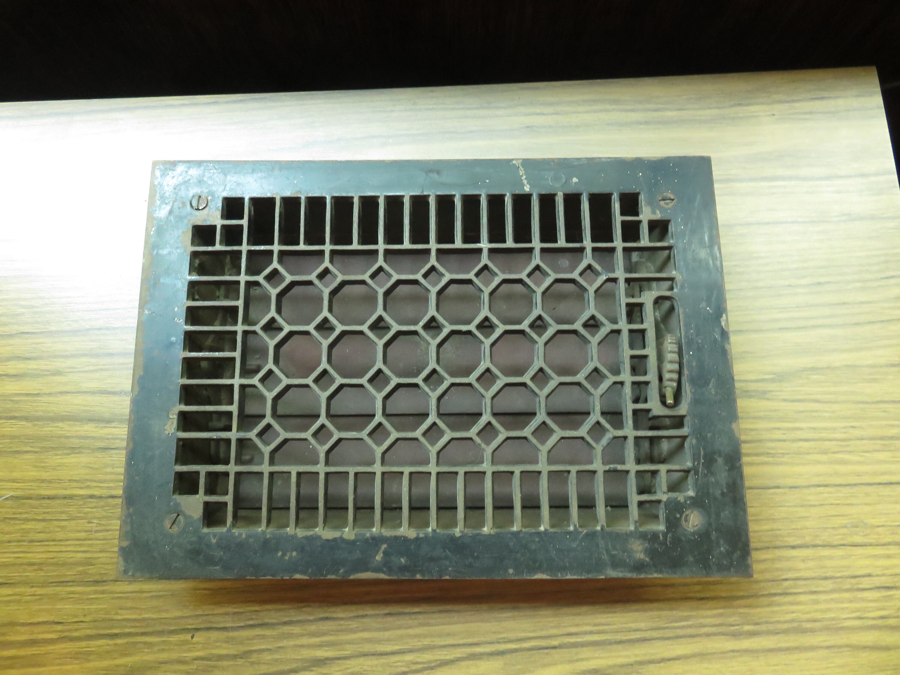 Antique Arts Crafts Cast Iron Floor Heater Furnace Grate Victorian Art Deco With Louvers Lot C