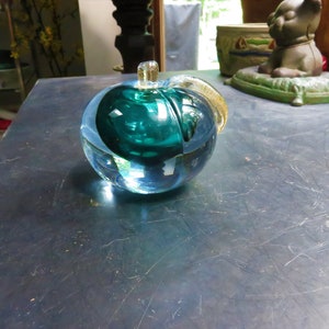 Vintage Alfredo Barbini Murano Art Glass Apple Paperweight from Halle's Bros. Dept Store Cleveland Ohio