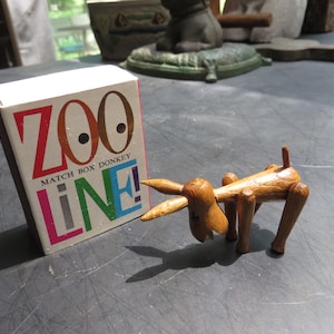 Vintage Zoo Line Match Box Donkey Wood Figure