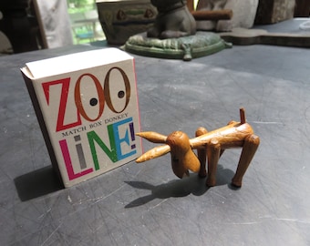 Vintage Zoo Line Match Box Esel Holz Figur