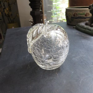 Vintage CT Tiffin Crackle Art Glass Apple Paperweight