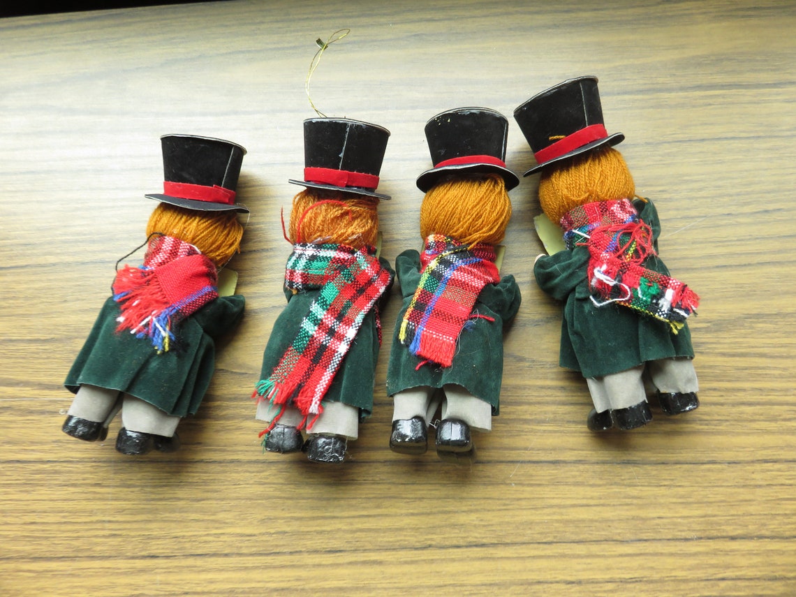 Vintage Lot of 4 Caroler Boys Felt Christmas Tree Ornaments Etsy