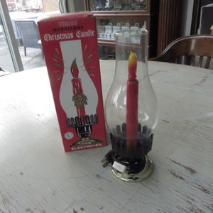 Vintage  Timko Hurricane Plastic and Glass  Christmas Candle Light Electric