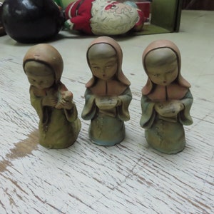 Vintage Lot of 3 Christmas Depose ? Italy Band Choir Nun Figures