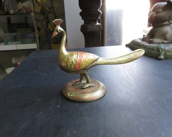 Vintage India Brass Ornate Peacock Bird Figure