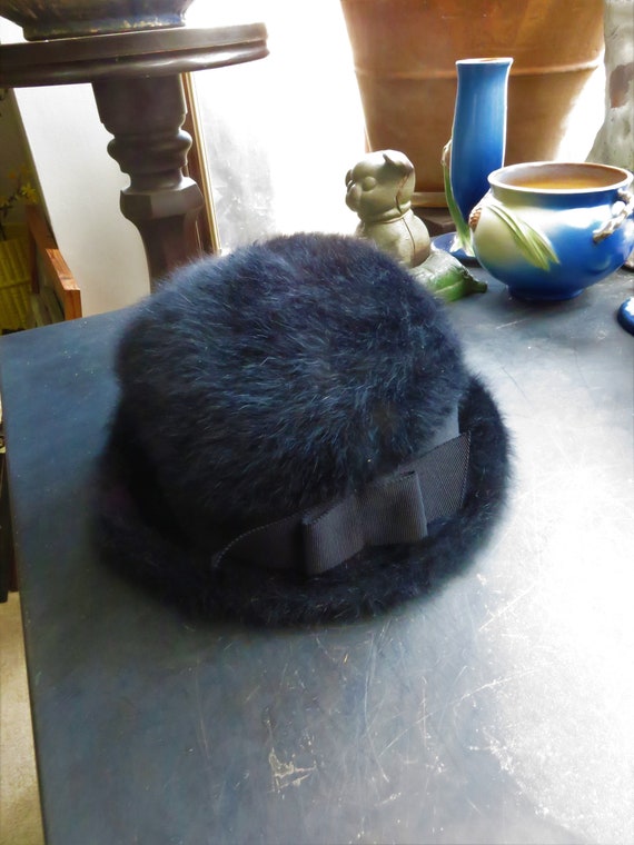 Vintage 1960's Black Angora Kangol England Women'… - image 1