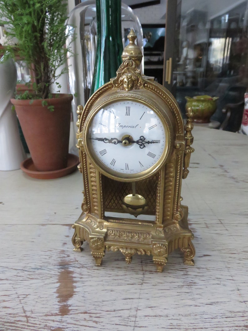 Vintage Imperial Brass Mantle Clock Italy Very Ornate Etsy