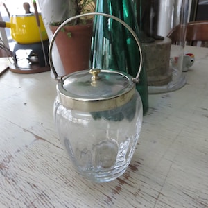 Vintage England Silver plate Glass FPNS Rudolph Deutsch Co Covered Ice Bucket or Jar