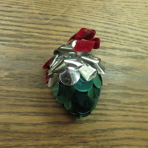 Vintage Plastic Foil MCM Mid Century Modern Pinecone Christmas Tree Ornament