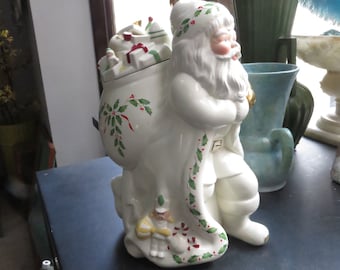 Vintage Large Lenox Holiday Santa Collection Christmas Cookie Jar