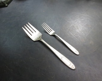 Vintage Lot of 2 Community Plate Grosvenor Serving and Meat Forks Silverware Silverplated