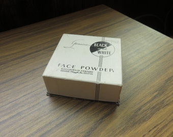 Vintage Genuine Black & White Face Powder Box 2 oz