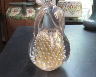 Vintage Art Glass Pear Bubble Paperweight