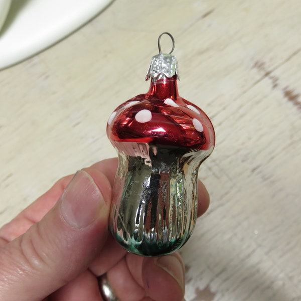 Vintage  Mushroom Glass Christmas Tree Ornament