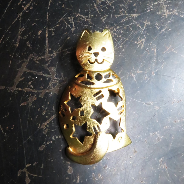 Vintage Ultra Craft Gold tone Cat Pin Brooch