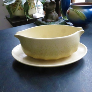 Vintage Mikasa Speckled Biscuit Mid Century Modern Gravy Boat and Under plate
