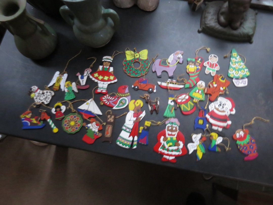 Vintage Lot of 33 Paint by Numbers Wood Christmas Tree Ornaments Etsy