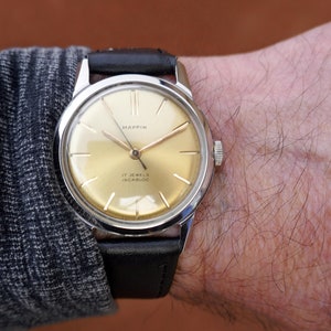 Mappin 1960&#39;s Men&#39;s Watch Gold Dial with 17 Jewel Swiss Made Manual Movement Stainless Steel Case