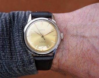 Mappin 1960's Men's Watch Gold Dial with 17 Jewel Swiss Made Manual Movement Stainless Steel Case