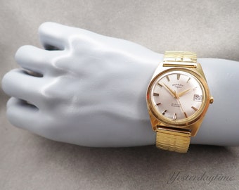 Rotary Rotamatic Men's Watch 1970's Swiss 25 Jewel Automatic Movement Gold Plated Case