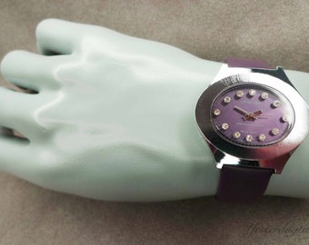 Spartan Constructa herenhorloge met paarse wijzerplaat, jaren 70, handmatig uurwerk met 1 juweel