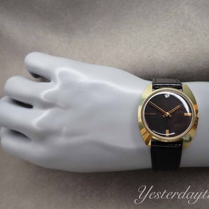 Bulova Longchamp Men&#39;s Watch 1963 Black Dial Swiss 17 Jewel Manual Movement