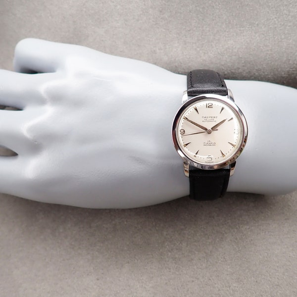 Calvert Berman 1950's Men's Watch Silver Dial with 17 Jewel Swiss Made Automatic Movement Stainless Steel Case