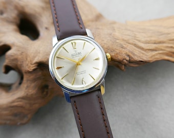 Allaine Sandoz Herenhorloge met 30 juwelen, Zwitsers automatisch uurwerk, roestvrijstalen kast uit de jaren 50