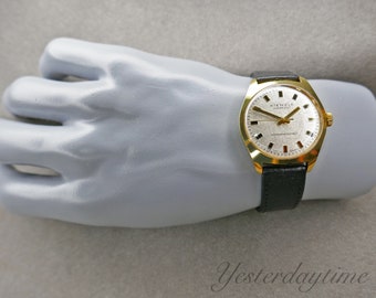 Kienzle Markant Men's Watch 1970's Silver Bark Effect Dial German 1 Jewel Manual Movement Gold Plated Case