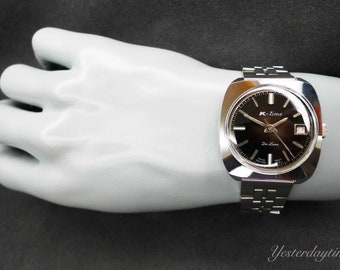 K-Time De Luxe Basis Men's Watch 1970's Swiss 1 Jewel Manual Movement