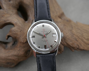 Helbros Silver Dial Date Window Men's Watch 1970's Swiss Made 17 Jewel Automatic Wind Movement