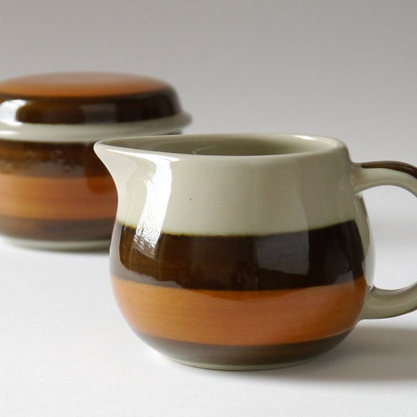 1970s Retro Swedish Pottery Creamer & Covered Sugar Bowl Set - RORSTRAND - Marianne Westman