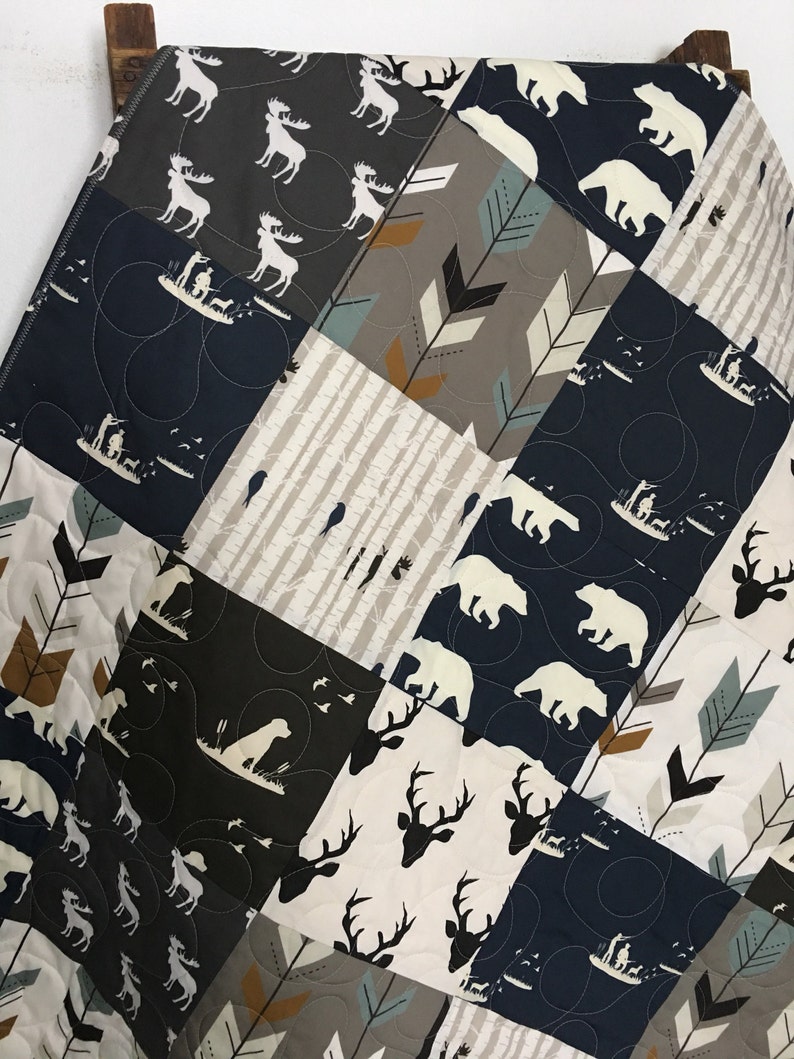 Baby Boy Quilt Baby Quilt Boy Woodland Boy Quilt Hunting Etsy