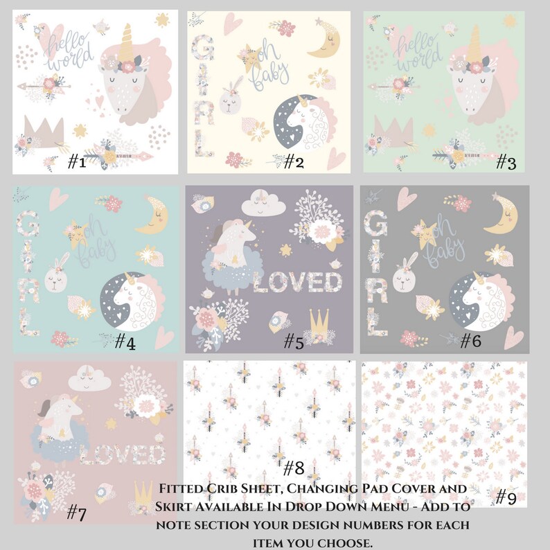 unicorn crib bedding etsy