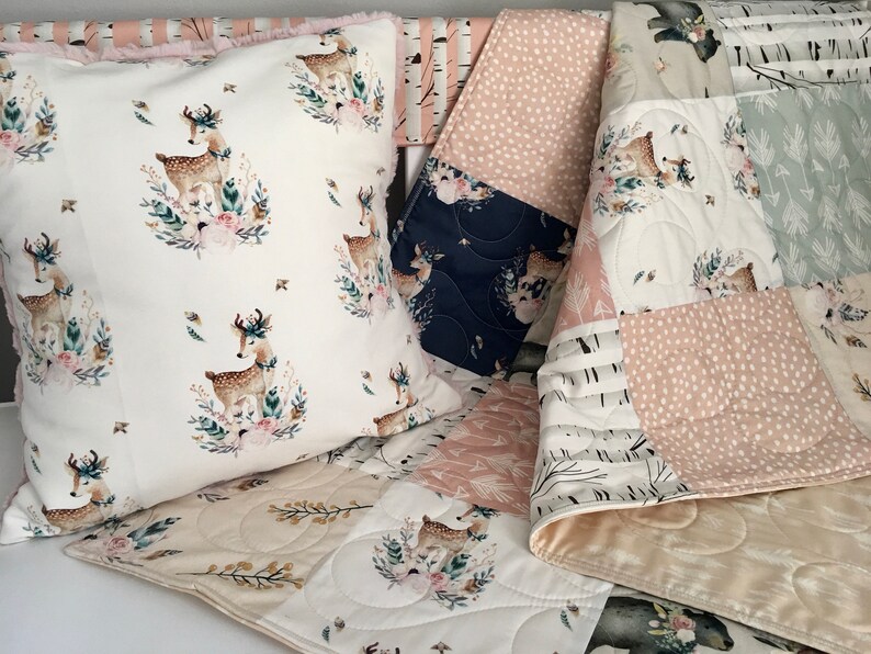 Fawn Crib Bedding Deer Quilt Girl Crib Bedding Girl Fawn Etsy