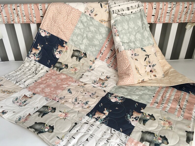 Fawn Crib Bedding Deer Quilt Girl Crib Bedding Girl Fawn Etsy