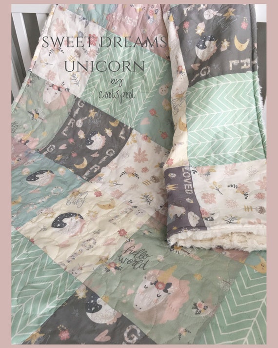 unicorn crib bedding etsy