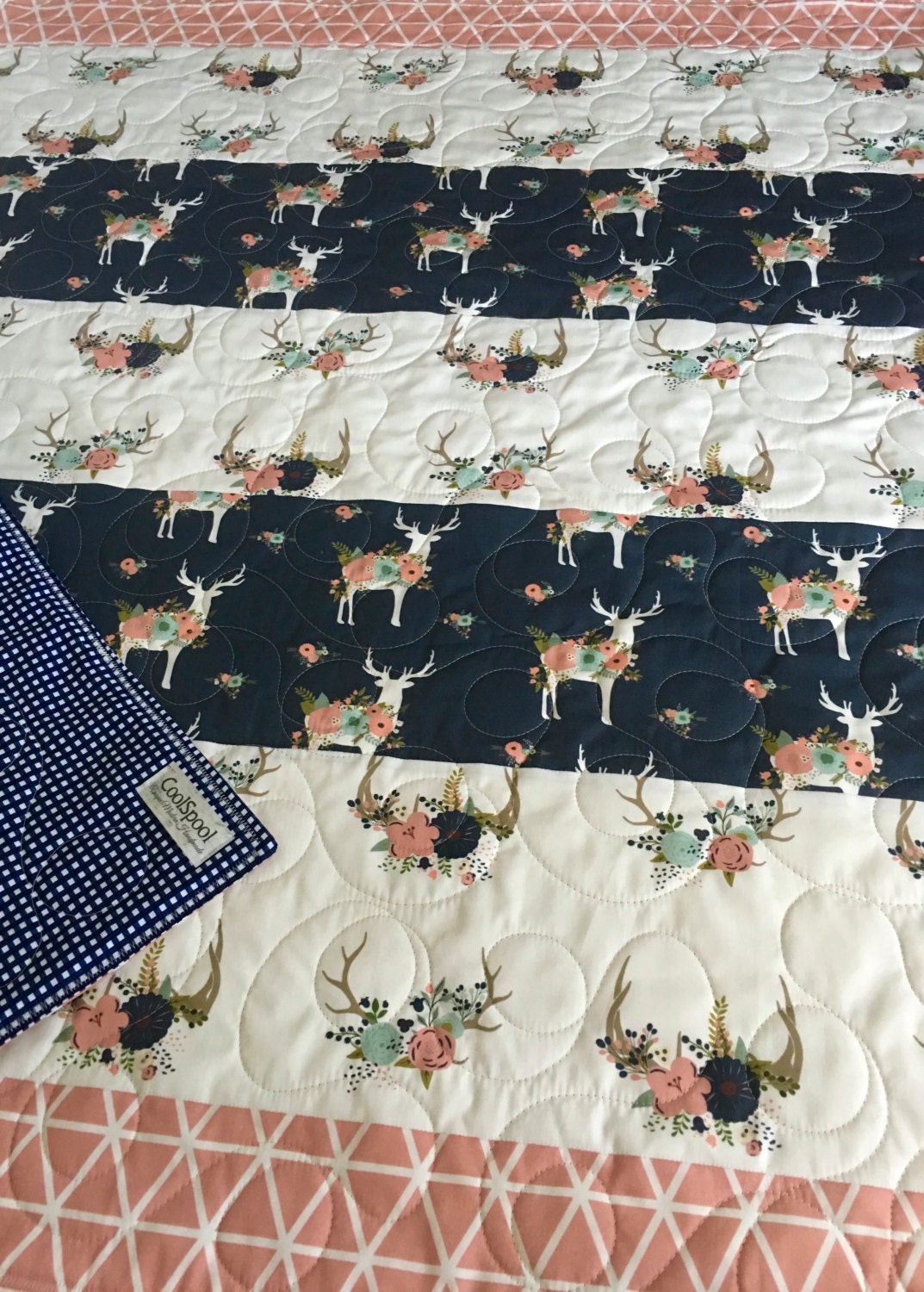 Deer Baby Quilt Baby Quilt Girl Woodland Crib Quilt Baby Etsy