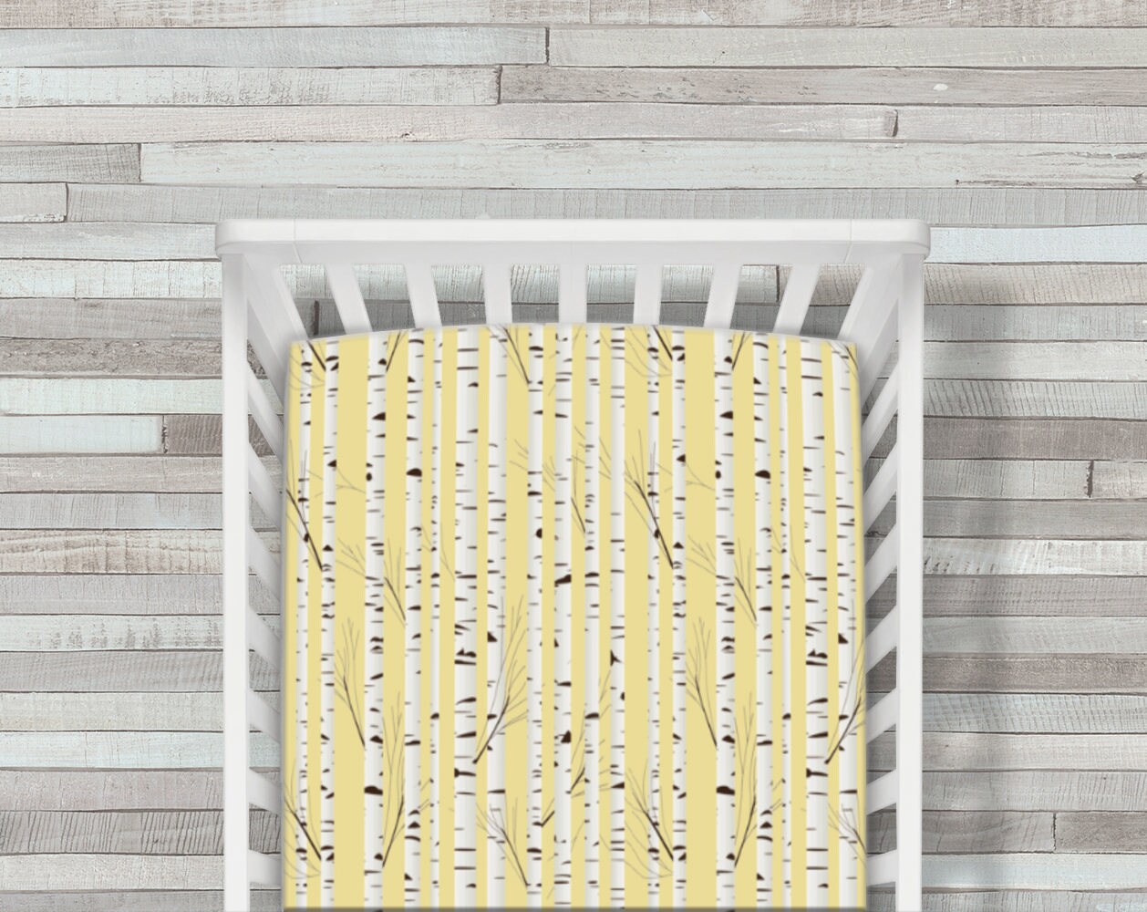 yellow crib sheet