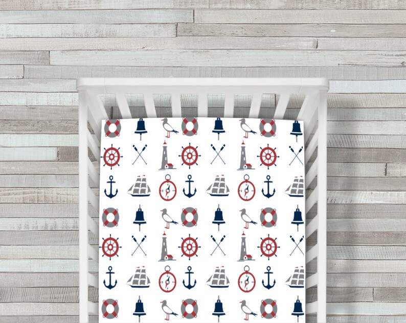 Nautical Crib Sheet Crib Bedding Sail Boat Beach Baby Sheet Etsy