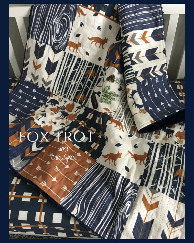 Fox Quilt Boy Fox Crib Bedding Fox Nursery Boy Moose Baby Etsy