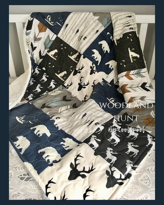 Baby Boy Quilt Baby Quilt Boy Woodland Boy Quilt Hunting Etsy