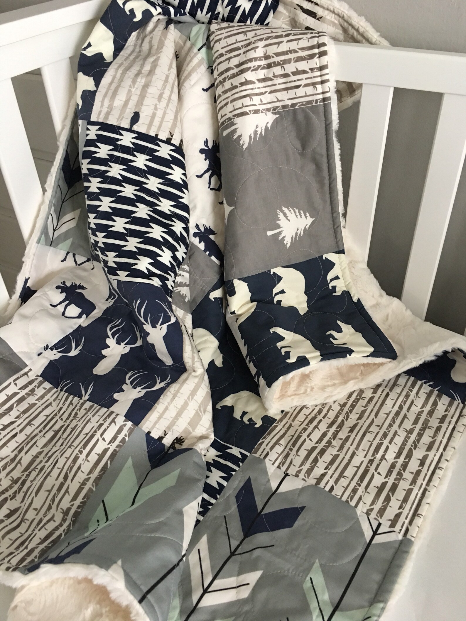 Baby Boy Quilt Navy Blue Crib Bedding Boy Crib Bedding Etsy